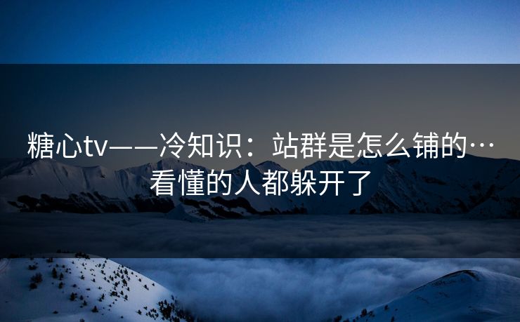 糖心tv——冷知识：站群是怎么铺的…看懂的人都躲开了